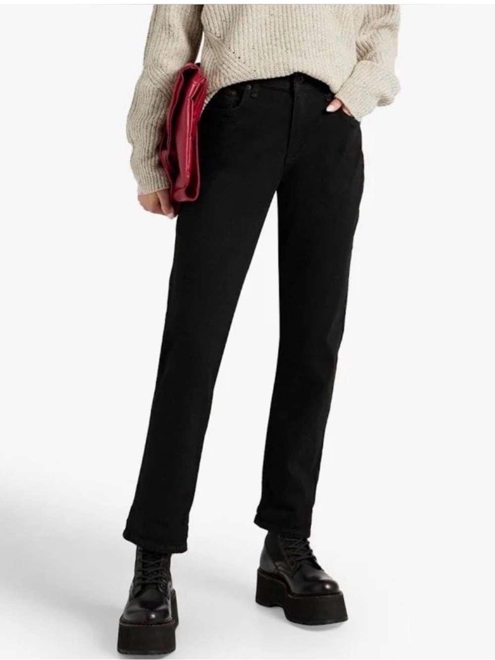 Rag & Bone Dre Low-Rise Boyfriend Jeans Black Sz25